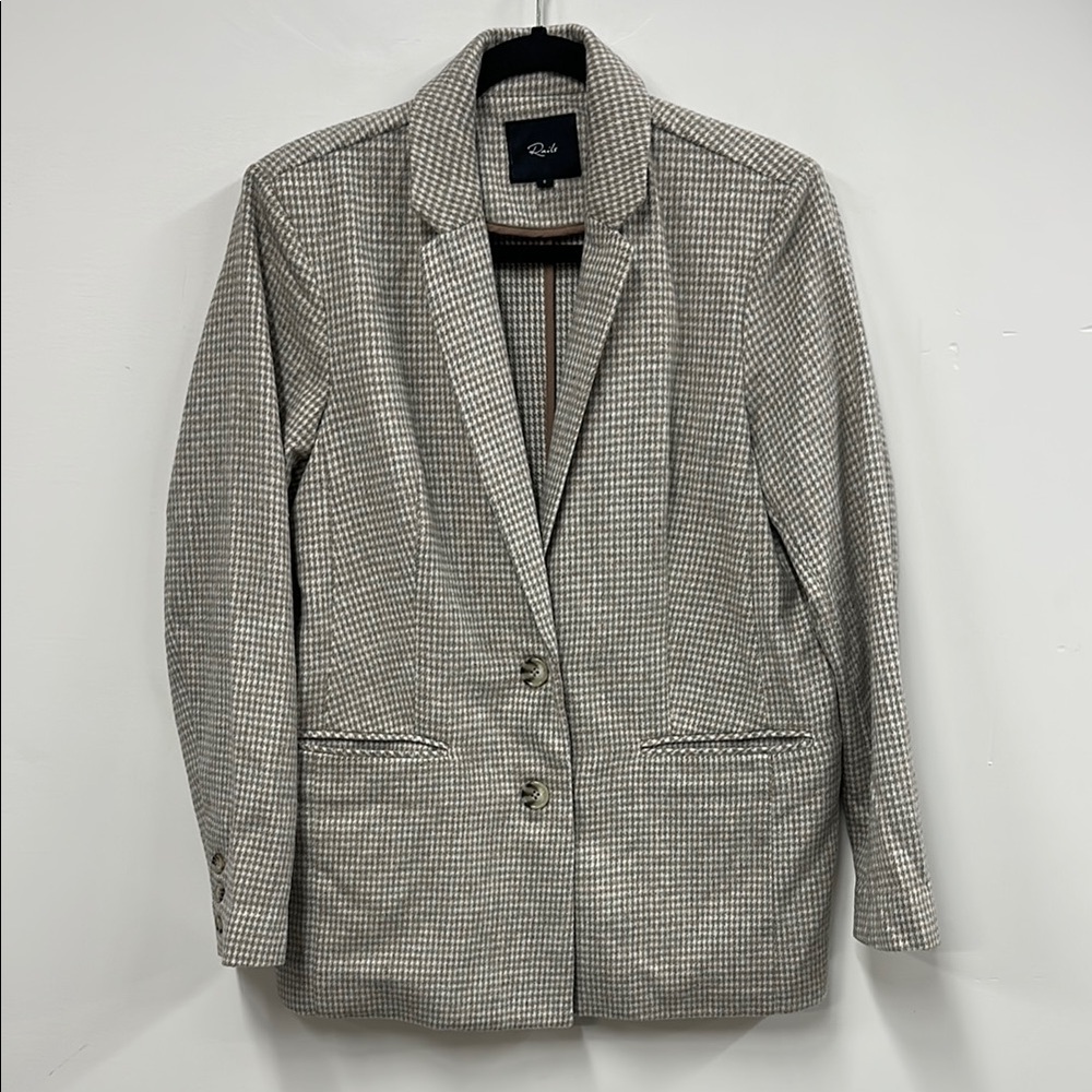 Rails tan and White Blazer with Notched Lapels herringbone S